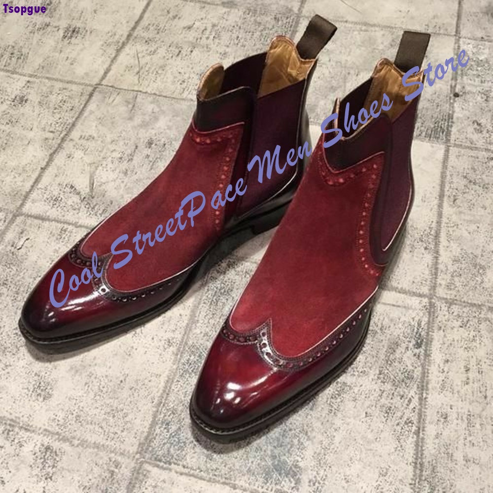 Leather Shoe Polish - Botas Chelsea Vintage Vermelhas de Dois